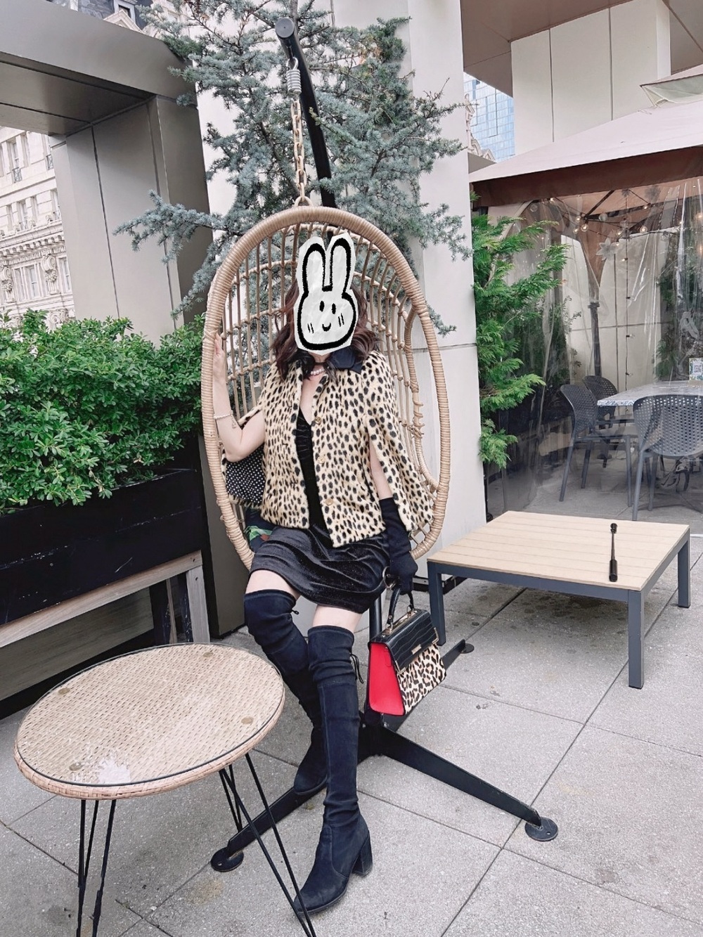 Juicy Couture Leopard Faux Fur Cape Jacket Removable Hood Wool Trim Size XS